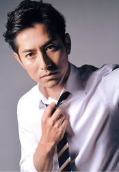 Mr. Tatsuki Koezuka is wearing a white tailored shirt and tie, he is a handsome Japanese & Asian fashion model, actor.