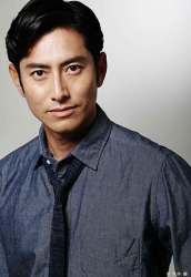 Mr. Tatsuki Koezuka is wearing a dark tailored shirt and tie, he is a handsome Japanese & Asian fashion model, actor.