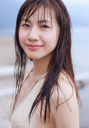 The Japanese-Chinese mixed-race beauty fashion model & underwear, swimsuit model, wearing a beige bikini swimsuit, her name is Ms, Ririna, her height is 172 cm and she is tall, her style is very good, she is an Asian model.