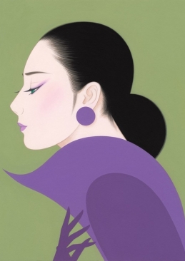 A portrait of a beautiful lady drawn by a Japanese & Asian painter from Tama Art University.
