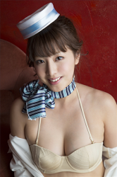 Ms. Arian Motomiya took off her beautiful pale light blue lady's suit and showed off her beige bikini swimsuit, she is a beautiful & cute Japanese & Asian gravure idol (swimwear model, pin-up model), actress, TV personality.