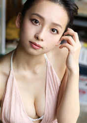 Ms. Asui Hananoi is a Japanese & Asian beautiful cute young slender fashion model, gravure idol (bikini model, swimsuit model, pin-up girl), actress, TV personality wearing a thin pink dress, her figure is very attractive.