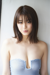 Ms. Yurine Yanagioka is a Japanese & Asian actress, gravure idol (bikini model, swimsuit model, swimwear model, pin-up girl), TV personality wearing a light blue tights, her bust is 84 cm, and she has beautiful breasts.