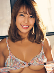Ms. Rinako Hashikake is wearing a (brightly colorful) camisole, she is a Japanese & Asian tanned gravure idol (bikini model, swimwear model) and TV personality, her bust is 88cm, she has big breasts and beautiful breasts, she is a sexually attractive woman.